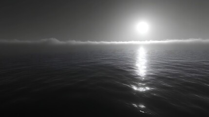 Obraz premium Monochrome seascape with sun reflecting on water. (1)