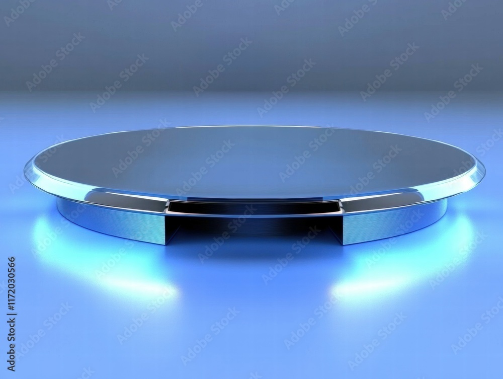 Aufkleber a sleek, illuminated display platform with a reflective surface, ideal for showcasing products.