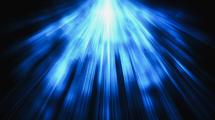 Celestial Blue Rays: Abstract light beams, radiating outwards from a central point, creating a mesmerizing visual of radiant blue light against a deep black background. Perfect for concepts of energy.