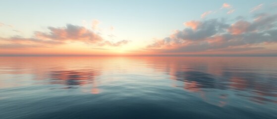 Serene sunset reflecting on calm ocean water.