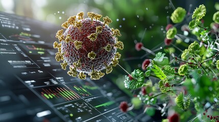 Plant Virus Under Microscope Close Up