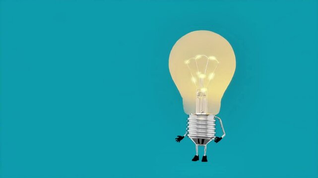 A 3D animation of a light bulb character talking, symbolizing communication, creativity, and innovative ideas. Ideal for educational, technological, or energy-themed projects.