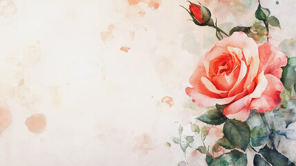 Elegant wedding invitation card background vector. Minimal hand painted watercolor botanical flowers texture template background. Design for wedding, vip cover, poster, rsvp moderncard.Valentine's Day