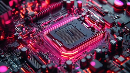 Illuminated Computer Motherboard Central Processing Unit