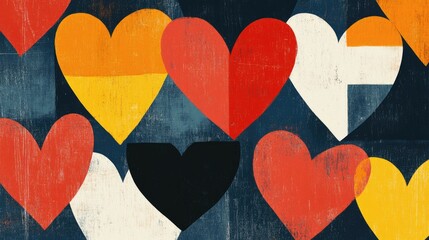 Obraz premium Minimal abstract card design featuring bold text, geometric hearts, and stylish accents