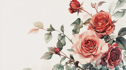 Fototapeta premium Elegant wedding invitation card background vector. Minimal hand painted watercolor botanical flowers texture template background. Design for wedding, vip cover, poster, rsvp moderncard.Valentine's Day
