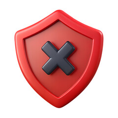 Obraz premium Red Shield with Cross Icon, Security Warning and Protection Symbol 3D icon