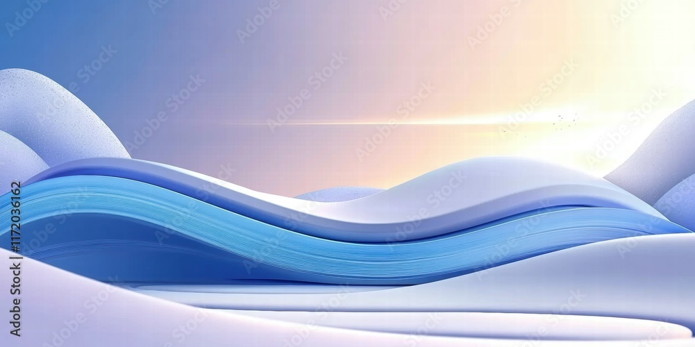 Aufkleber abstract landscape with soft curves and a gradient sky, evoking calmness and serenity.