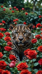 tiger and roses