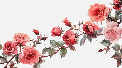 Fototapeta premium Elegant wedding invitation card background vector. Minimal hand painted watercolor botanical flowers texture template background. Design for wedding, vip cover, poster, rsvp moderncard.Valentine's Day