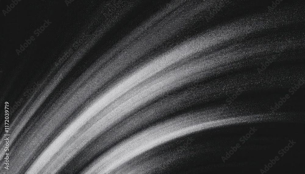 Aufkleber abstract dynamic gradient of white dust like particles on black background representing motion, mini