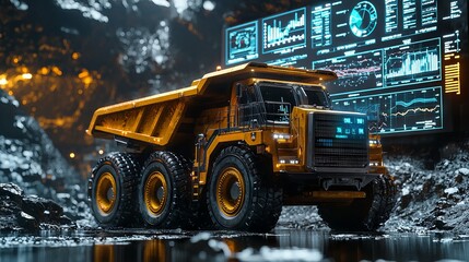 High-Tech Dump Truck in Modern Mining Environment