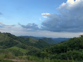 Serene Mountain Panorama Under a Blue Sky