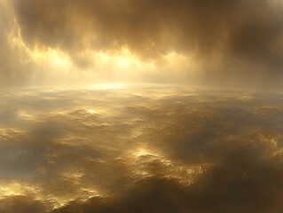 Fototapeta premium Golden sunset light breaking through dramatic clouds.
