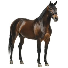 Fototapeta premium Brown horse, studio shot, white background, equestrian sport.