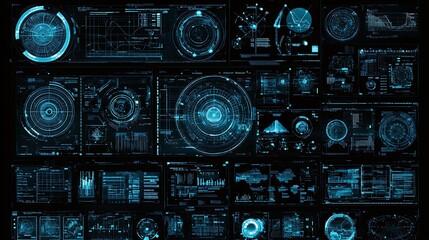 Fototapeta premium Futuristic Technology Interface Displays Data Analysis
