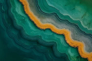 Abstract green and gold agate texture.