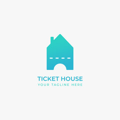 Vector house ticket logo, combination ticket symbol with house icon, for ticket sales logo