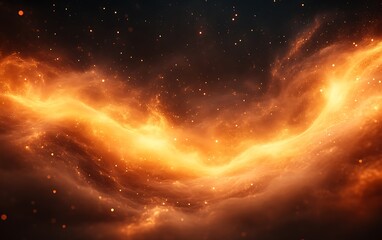 Obraz premium Fiery cosmic nebula, swirling orange gas and dust.