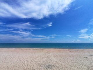 Beautiful beach at terengganu Malaysia , clouds and blue sky
