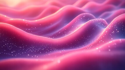 Obraz premium Abstract pink waves with glowing particles.