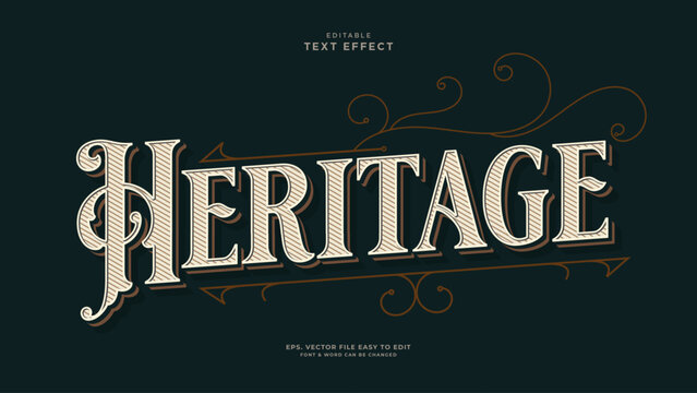 Heritage editable text effect vintage style
