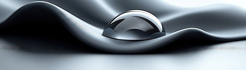 A droplet resting on a smooth, dark fabric, reflecting light and creating a serene effect.