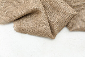 Burlap cloth on white background