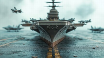 Majestic Aircraft Carrier with Fighter Jets