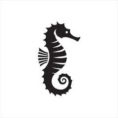 illustration of a black Seahorse 