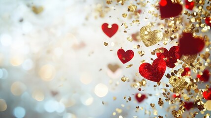 Obraz premium An enchanting scene of numerous hearts floating gracefully in the air, symbolizing love and romance, perfect for celebrating Valentine's Day.