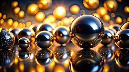 Abstract Gold and Black Sphere Silhouette Background - Elegant Stock Photo