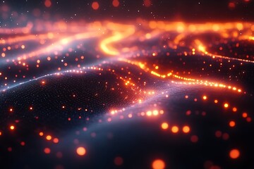 Obraz premium Abstract glowing particles flowing in waves.