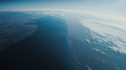 Fototapeta premium Earth's Curve, Ocean, Land, Cloudscape.