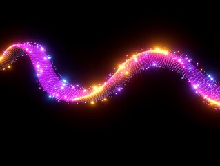 Abstract glowing wave of vibrant purple and orange light