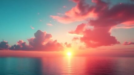 Obraz premium Vibrant sunset over calm ocean. (20)