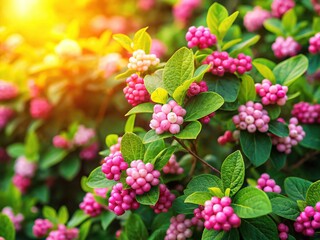 Aerial View of Delicate Pink Snowberry Blossoms in Spring