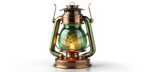 Antique Oil Lamp, Isolated on White Background - High-Resolution Stock Photo