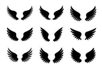 Obraz premium black wing silhouette pattern with elegant and minimal design on a white background perfect for decoration