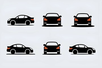 Naklejka premium seamless pattern of black car silhouettes in different angles simple and minimal design on white background