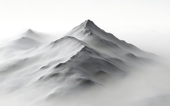 Monochromatic misty mountain peak. - Powered by Adobe