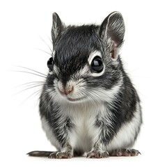 Obraz premium Cute baby dormouse portrait, white background, studio shot, wildlife image.