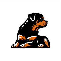 cute rottweiler dog  vector silhouette	

