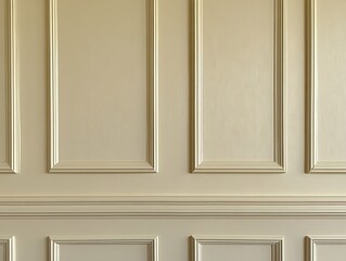 Cream wainscoting wall paneling.