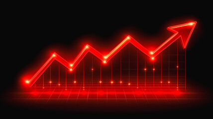 Red Hot Growth: Neon Arrow Chart Soaring Upward 