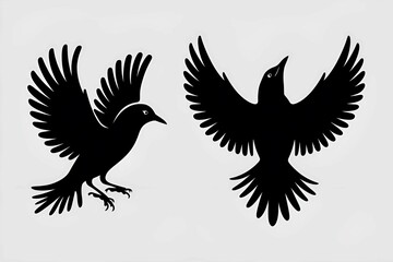 Fototapeta premium group of birds in flight silhouettes creating a dynamic and artistic view 