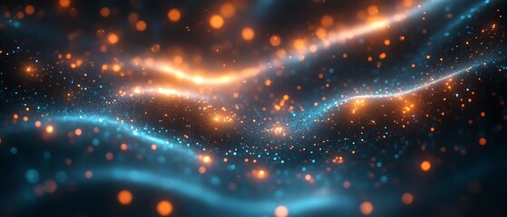 Abstract glowing particles and waves.