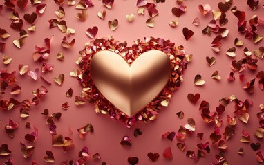 A vibrant heart-shaped object rests amidst colorful confetti, symbolizing love and celebration, perfect for Valentine's Day festivities.