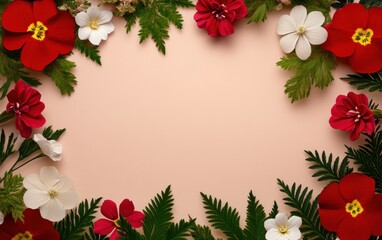 A beautifully crafted frame adorned with vibrant flowers and lush leaves, perfect for showcasing heartfelt memories on Valentine's Day.