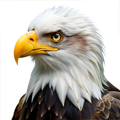 Fototapeta premium Bald Eagle - Haliaeetus leucocephalus in front on a white isolated BACKGROUND 